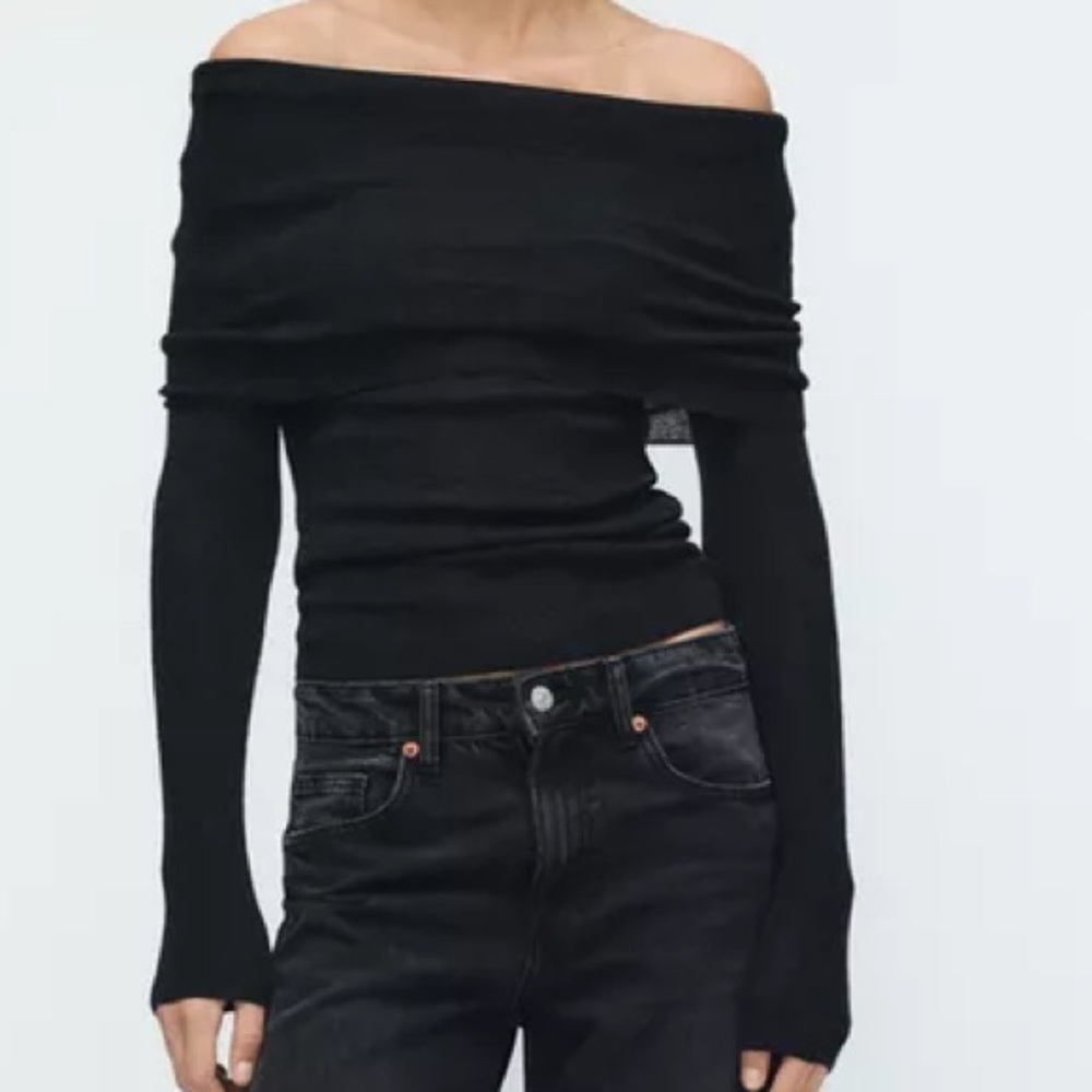 Zara off the shoulder black sweater